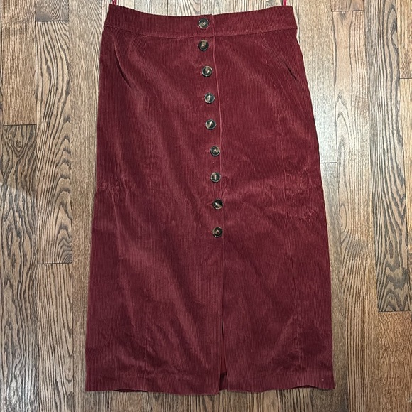 Sezane Terracotta Rosalba Corduroy Pencil Skirt - Picture 5 of 10